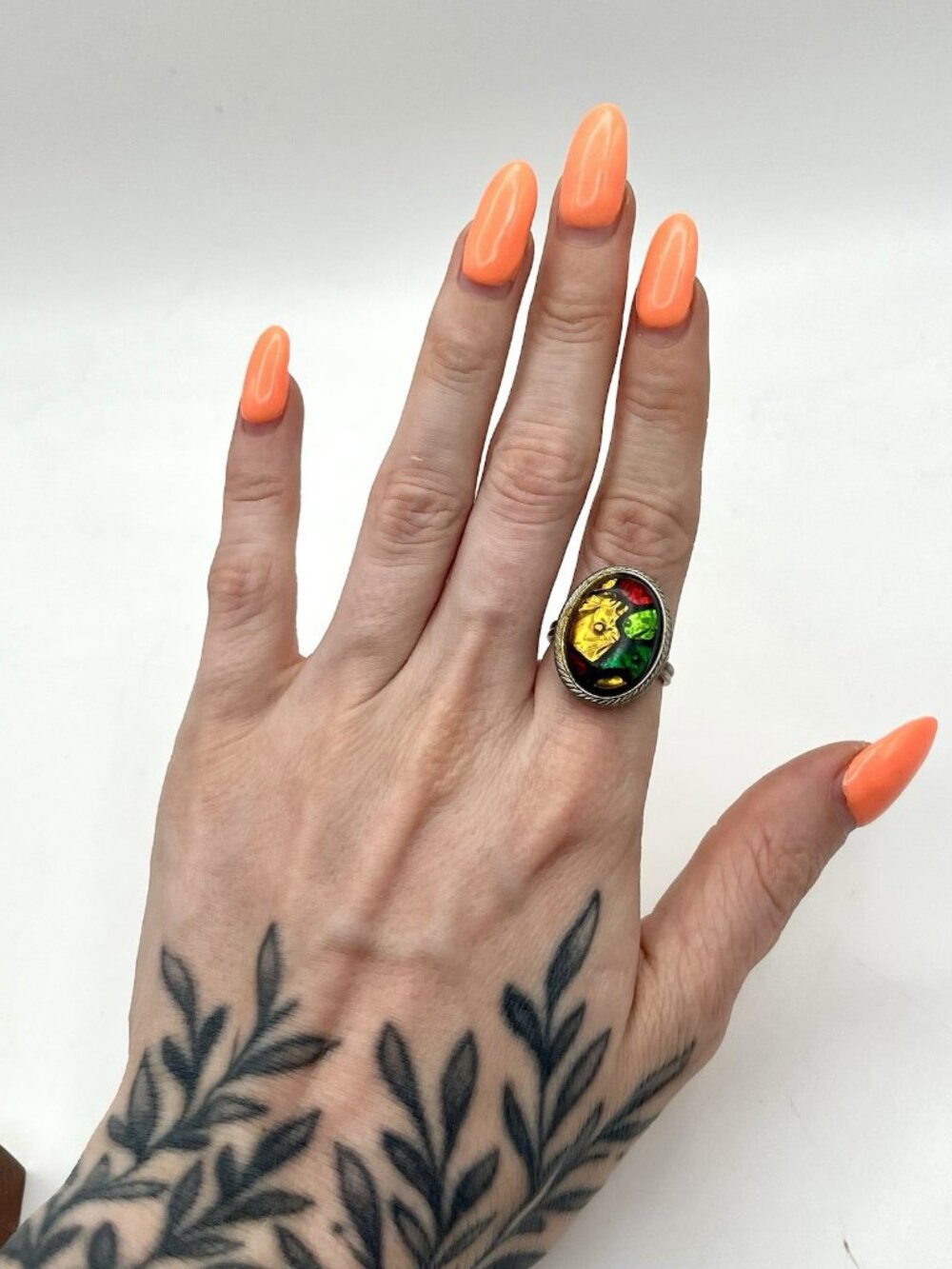 Vintage Psychedelic Lucite Resin Adjustable Statement Ring Boho Festival Size 6 - Picture 4 of 5
